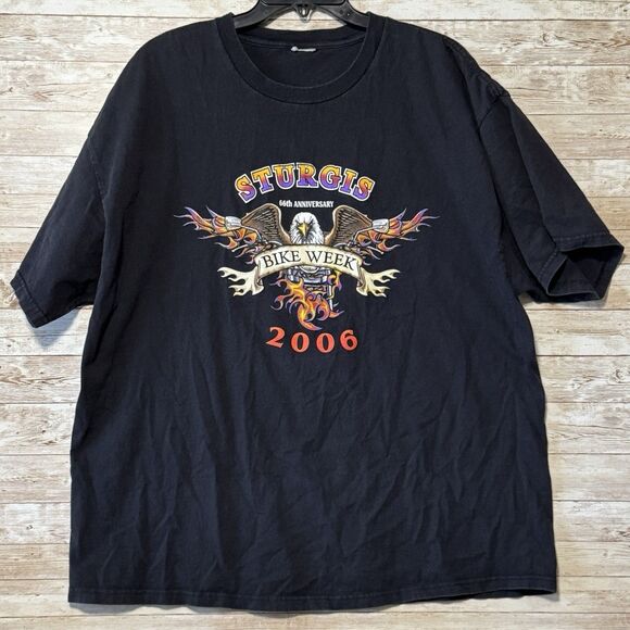 Vtg Sturgis 2006 Bike Week 66th Anniversary T Shirt Double Sided Black XXL - Picture 1 of 7